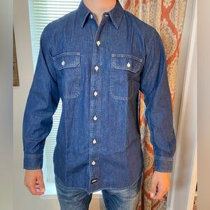NWOT New Genuine Dickies Work Shirt Long Sleeve Button Down Denim Dickies Sz LG